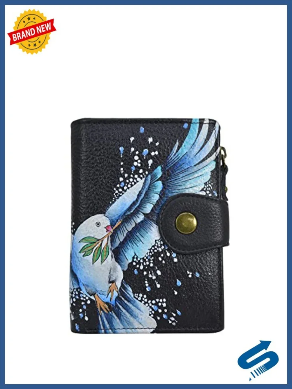 Hand Painted Genuine Leather Bi-Fold Wallet with 8 Card Slots